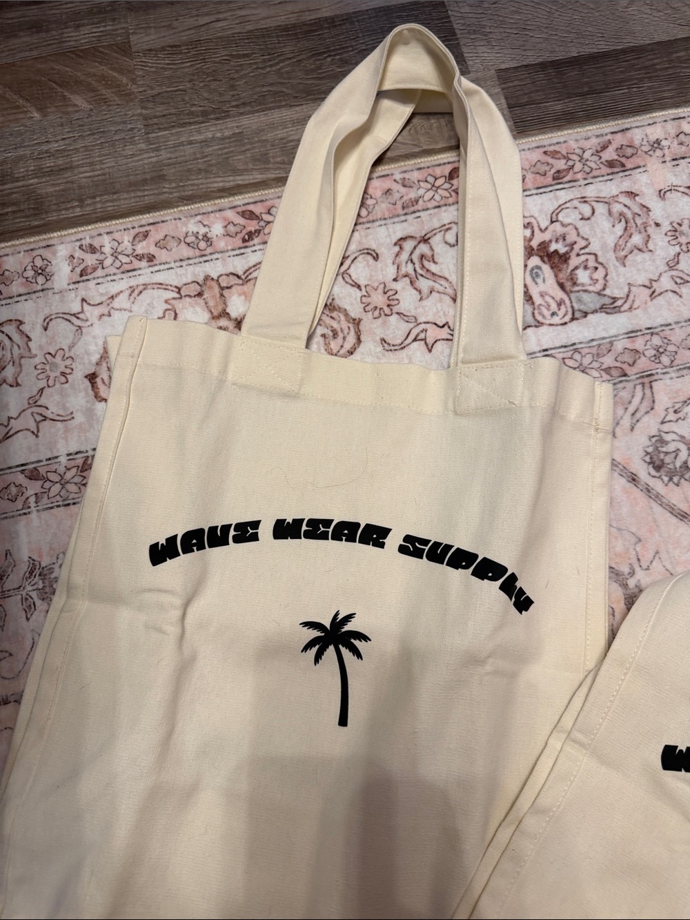 Cream Canvas Tote Bag with Palm Logo